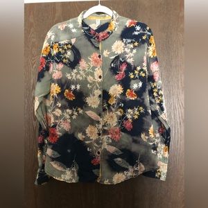 Cotton Daisy floral button front top size M/L